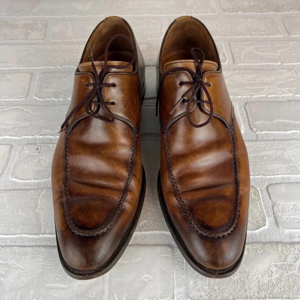 Magnanni Dress Shoes Mens 10.5 Brown Leather Basilio Apron Toe Lace Up Business